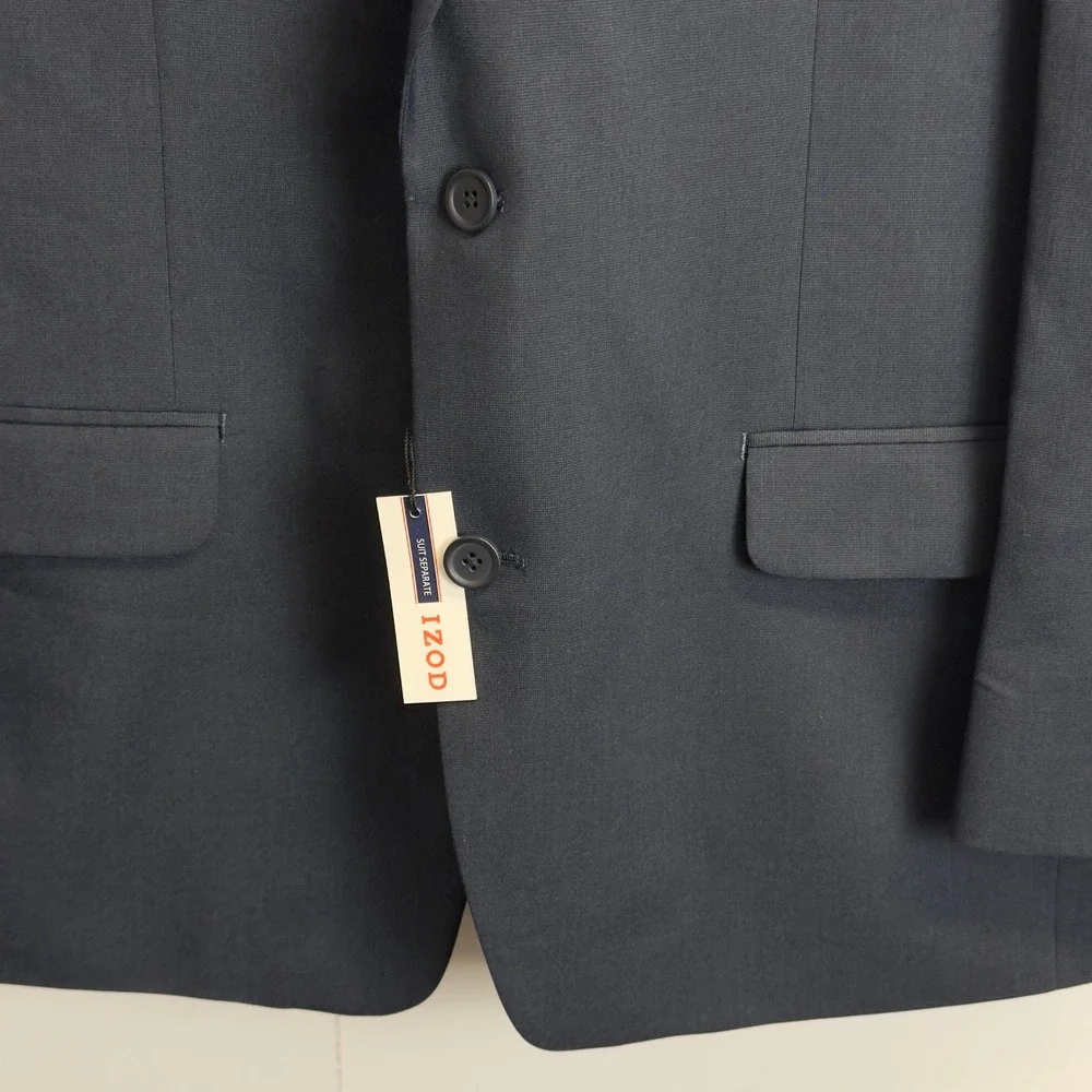 NEW IZOD Mens Suit Separate Blazer Navy Blue 2-Button Jacket 44R